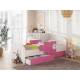 Кровать Мозаика с бортиками и ящиком белый с розовым