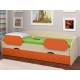 Кровать Соня 2 дуб молочный-оранжевый