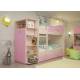 Двухъярусная кровать со шкафом Мая латофлексы розовый