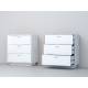Комод Эго К-3 3 ящика бетон светлый/белый глянец на цоколе