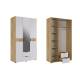 Шкаф трехдверный с зеркалом Адам дуб крафт золотой/белое дерево