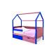 Кровать-домик мягкий Svogen с ящиками и бортиком синий-лаванда