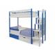 Двухъярусная кровать Svogen с ящиками и бортиком сине-белый