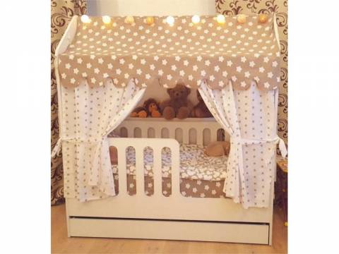 Кровать-домик ЛДСП розовый с ящиком