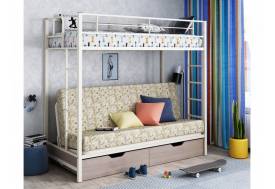 Двухъярусная кровать с диваном Мадлен ЯЯ Слоновая кость пифагор