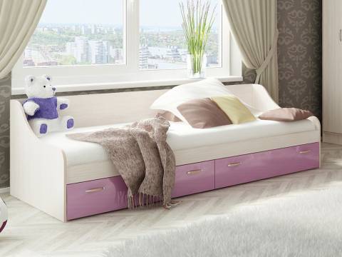 Кровать с ящиками Буратино розовый