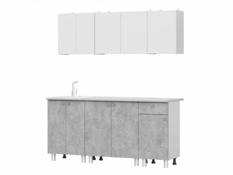 Кухонный гарнитур КГ 1 1800 Белый/Цемент светлый