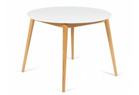 Стол круглый раскладной обеденный Bosco Боско Белый-Натуральный