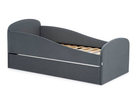 Кровать с ящиком Letmo графит (велюр)