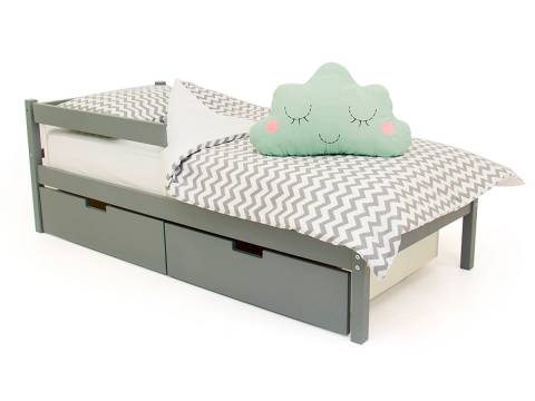 Кровать Svogen classic с ящиками и бортиком графит