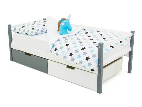 Кровать-тахта Svogen с ящиками графит-белый