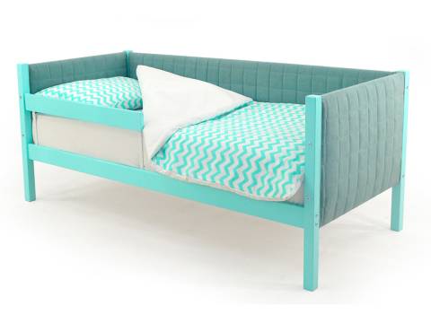 Кровать-тахта мягкая Svogen с бортиком мятный