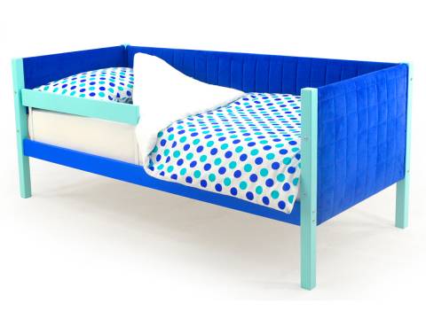 Кровать-тахта мягкая Svogen с бортиком мятно-синий