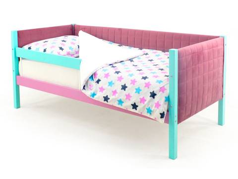 Кровать-тахта мягкая Svogen с бортиком мятный-лаванда