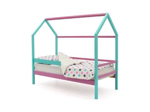 Кровать-домик Svogen с бортиком мятный-лаванда