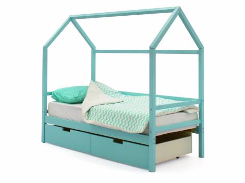 Кровать-домик Svogen с ящиками мятный