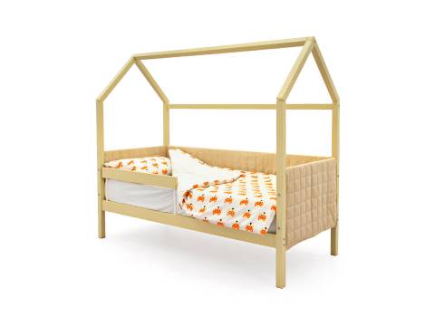 Кровать-домик мягкий Svogen с бортиком бежевый