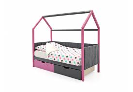 Кровать-домик мягкий Svogen с ящиками лаванда-графит