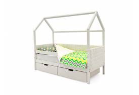 Кровать-домик мягкий Svogen с ящиками и бортиком белый