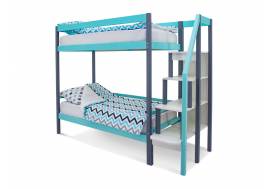 Двухъярусная кровать Svogen графит-мятный