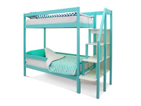 Двухъярусная кровать Svogen с бортиком мятный