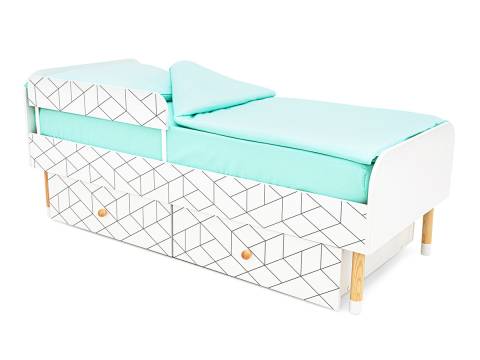 Кровать Stumpa Классика с бортиком и ящиками Ромбы