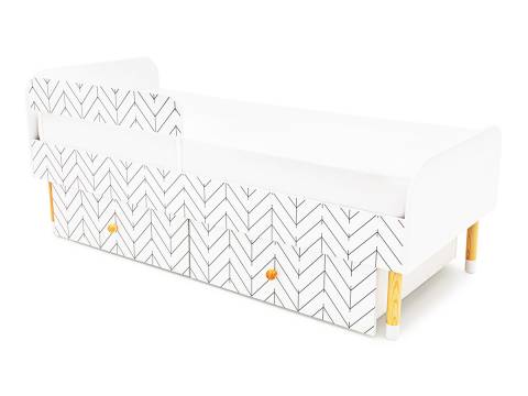 Кровать Stumpa Классика с бортиком и ящиками Ёлочки