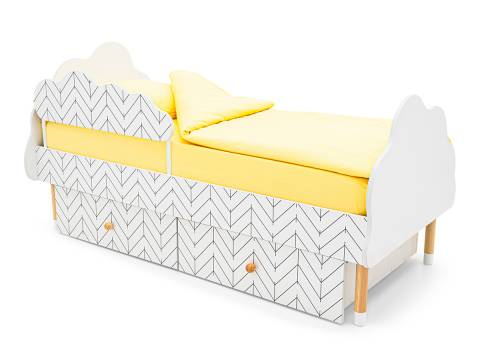 Кровать Stumpa Облако бортик и ящики рисунок Ёлочки