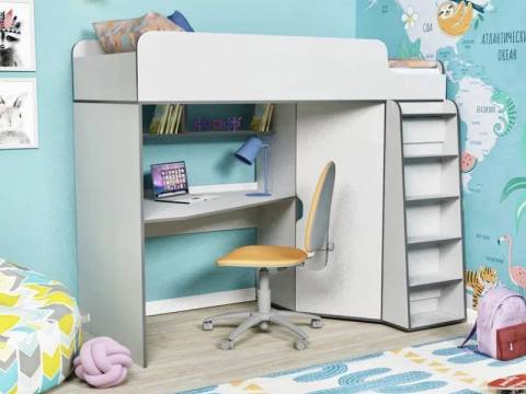 Кровать-чердак Юниор 7 серый