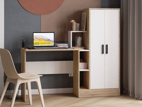 Стол компьютерный СКМ-1 дуб сонома/белый