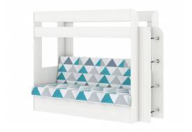 Кровать двухъярусная Карамель 75 бодега светлый-бирюзовые треугольники