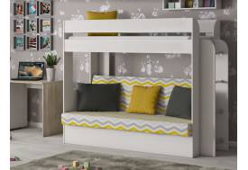 Кровать двухъярусная Карамель 75 бодега светлый-желтые зигзаги