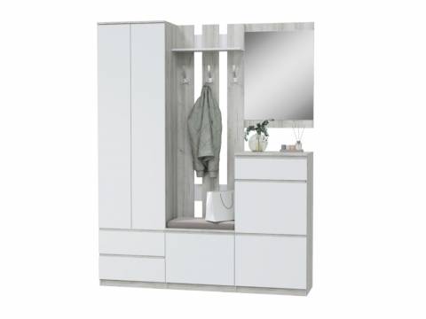 Прихожая Лори дуб серый/белый