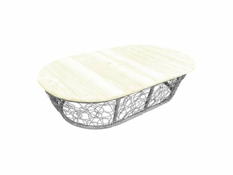 Стол Мамасан овальный с ротангом серый