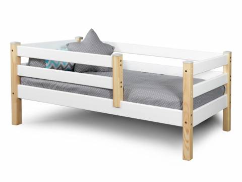 Кровать детская Соня 1600 прозрачный лак/белый полупрозрачный