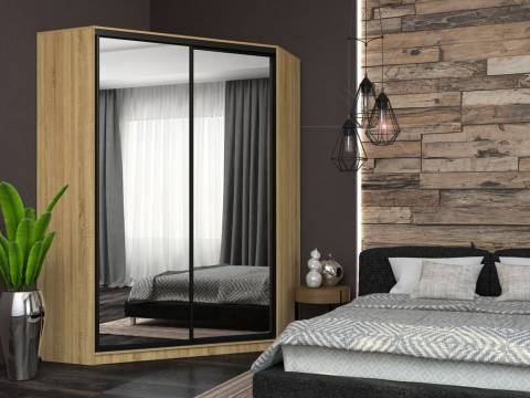 Угловой шкаф-купе Лофт фасад зеркало