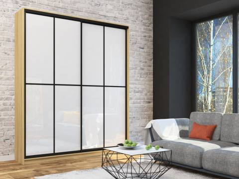 Шкаф-купе Лофт Шк20-47 2000 глубина 470 фасад МДФ белый глянец +