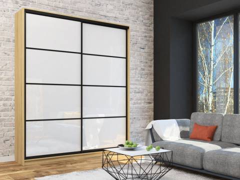 Шкаф-купе Лофт Шк20-47 2000 глубина 470 фасад МДФ белый глянец 3г