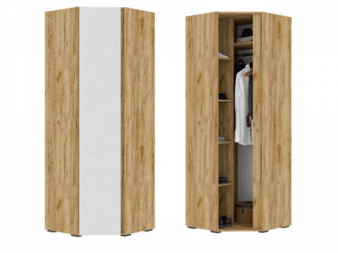 Шкаф угловой ШК 04 Хелен Дуб Крафт золотой/Белый шагрень