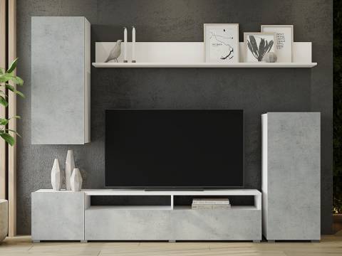 Стенка Лира Белый-Бетон