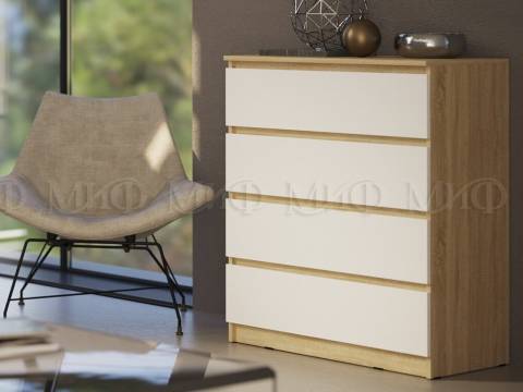 Комод 800 4 ящика Челси Белый, дуб сонома