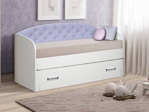 Кровать детская выдвижная с продольной мягкой спинкой