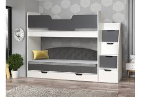 Кровать детская двухъярусная Юниор 13 лдсп белый-графит