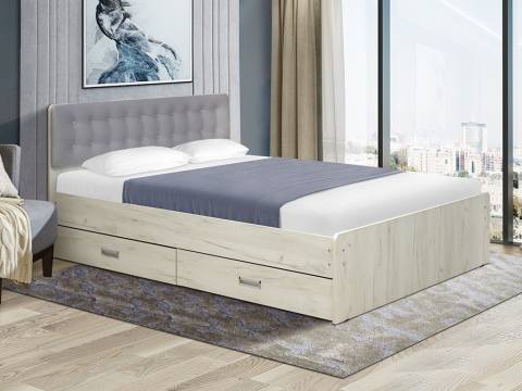 Кровать двойная №6 с ящиками 1200х2000 с мягкой спинкой