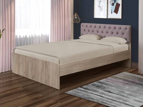 Кровать двойная №7 1400х1900 с мягкой спинкой каретная стяжка