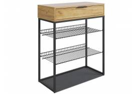 Обувница Краш черный муар/дуб крафт золотой