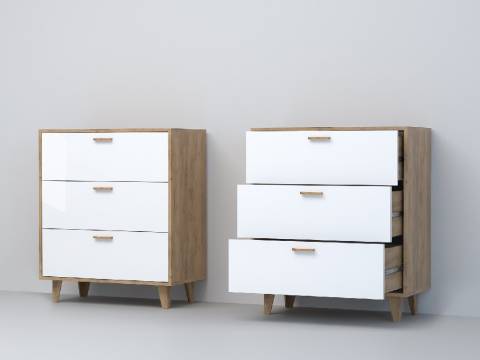 Комод Эго К-3 3 ящика дуб крафт золотой/белый глянец на ножках