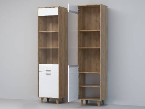 Пенал Эго ПС-1 дуб крафт золотой/белый глянец на ножках