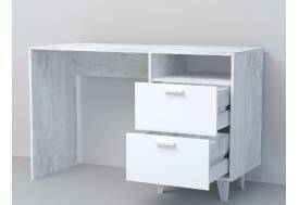 Стол письменный Эго Ст-3 бетон светлый/белый глянец на ножках