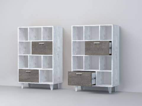 Комод Эго К-1 2 ящика бетон светлый/камень темный на ножках